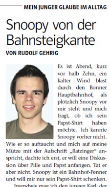 Ratzinger Mütze in der Tagespost